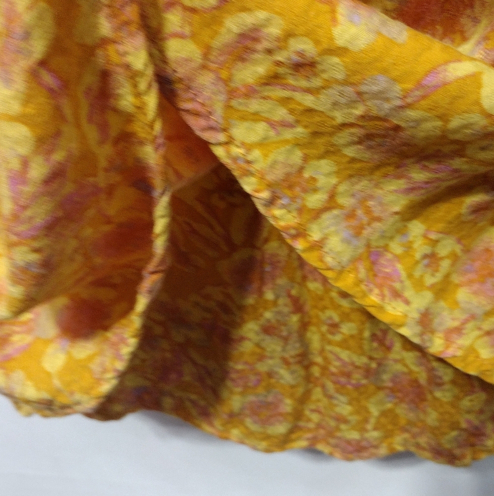 Free People Jael Mini Dress Women's M Yellow Floral Artsy Cottagecore Peasant - Picture 11 of 13